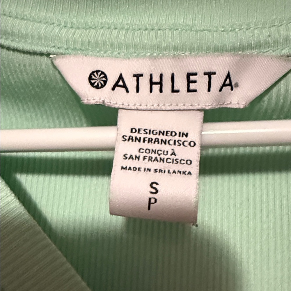 Athleta Ribbed Henley Long Sleeve Top – Seafoam Green – Size Small Petite - Picture 2 of 6